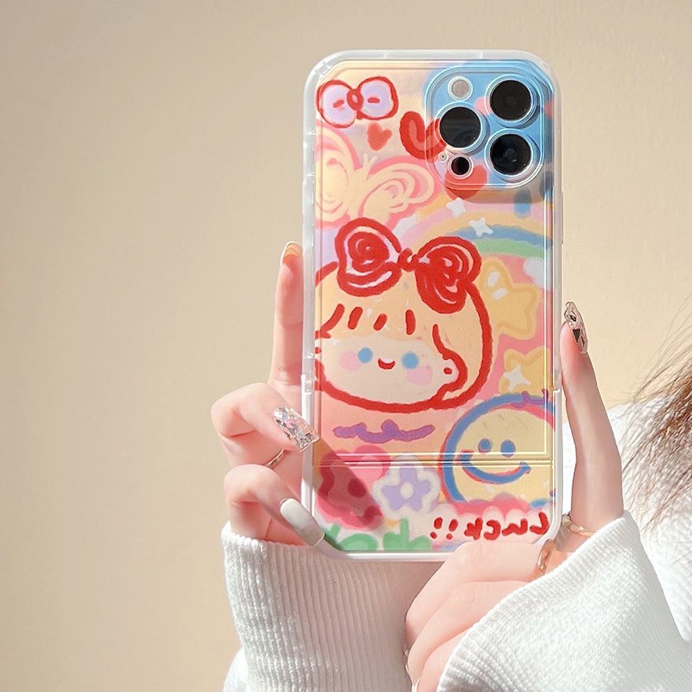 IPHONE Pecinta Kartun Gadis Dan Cowok Pasangan Tak Terlihat Holder Phone Case Cover Untuk Iphone7 8 PLUS X XR XS 11 12 13 14 PRO MAX SE 2020