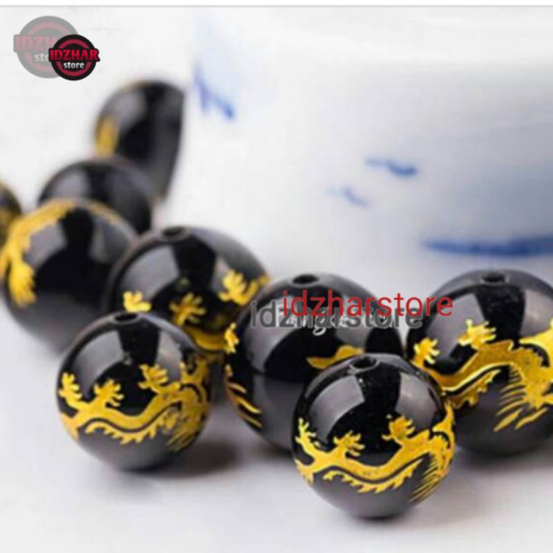 Bahan Gelang Emas Hongkong Batu tibet hitam Naga