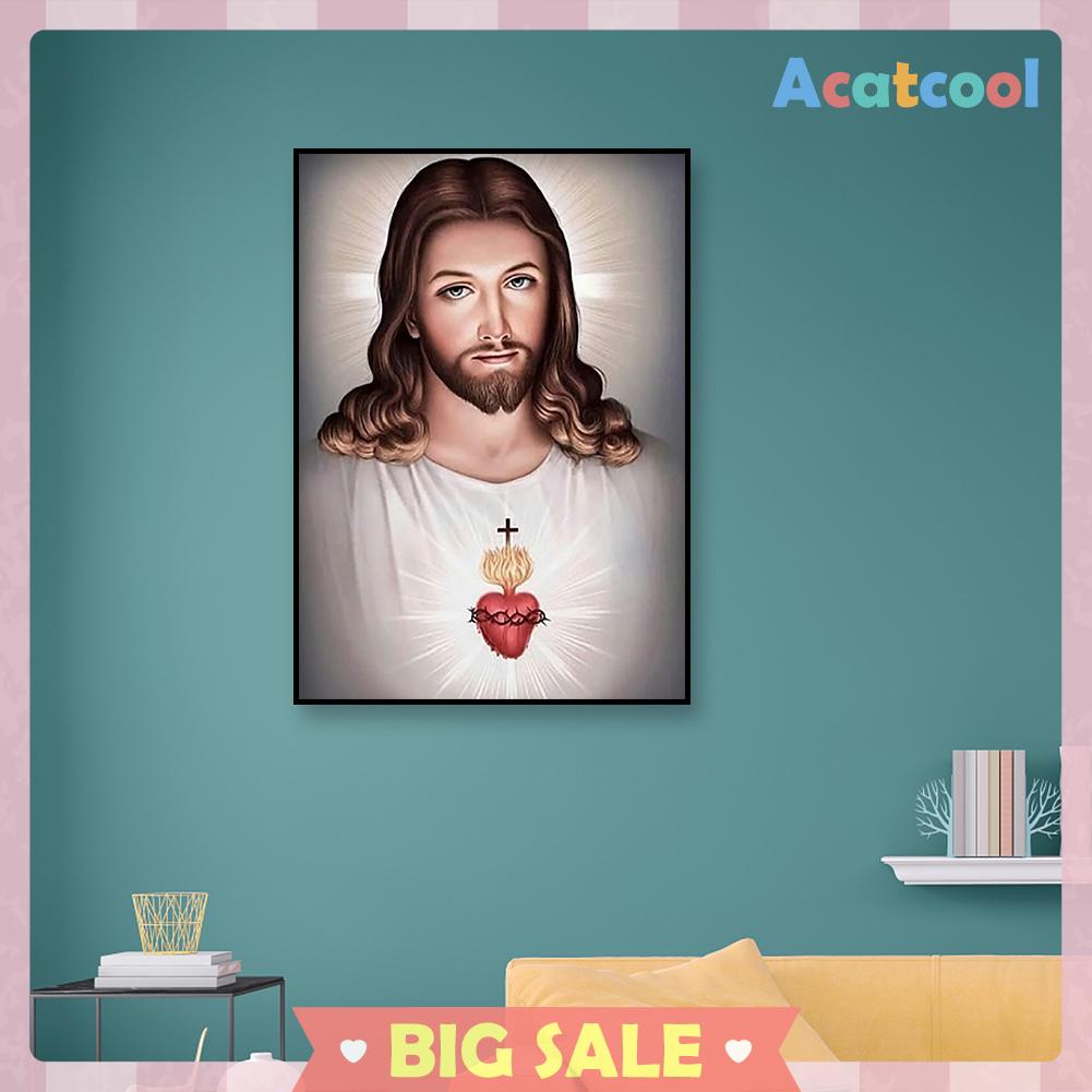 Lukisan Sulaman Berlian 5d Jahitan Bersilang Desain Jesus Model Diy