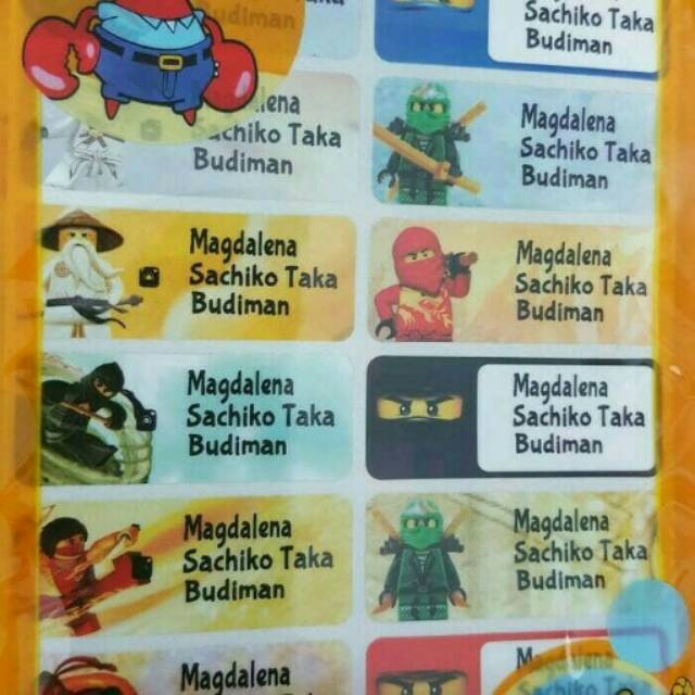 

sticker label nama waterproof size L. Legoland Ninja.