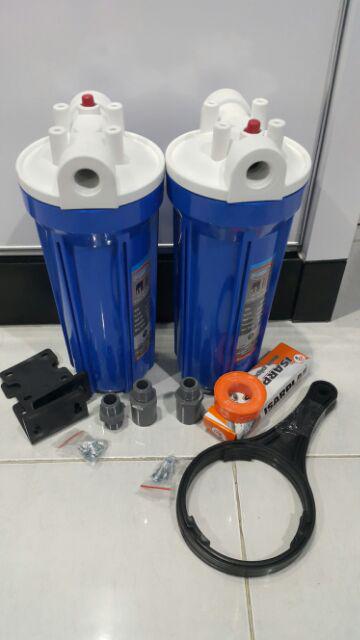 Paket Safe 2 Saringan / Filter Air Siap Pakai (blue 10 Drat 1/2 Sc)
