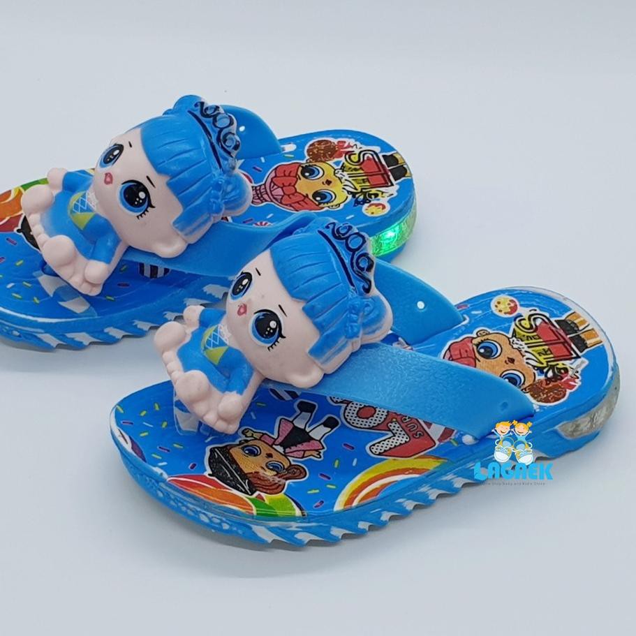  KD 599 v SANDAL  JEPIT  LED ANAK  WARNA BIRU USIA 2  3 4 