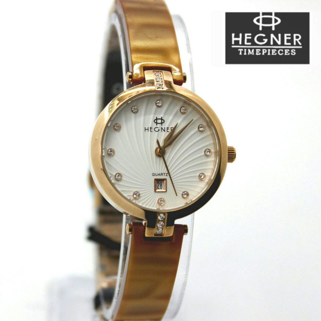 Jam Tangan Wanita / Cewek Hegner HG1060 Original Mika Brown Rosegold
