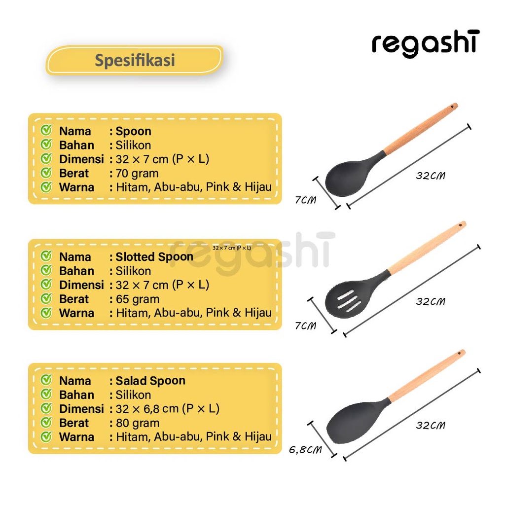 Regashi Alat Masak Sehat Silicone Kitchen Set Spatula Cooking Bpa-Free / Kitchen silicone tools set-5