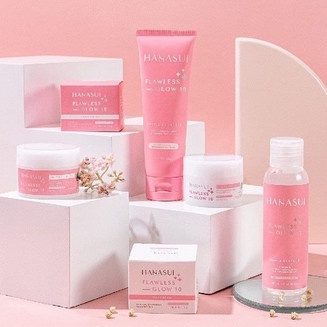 ✦SINAR✦ HANASUI (SKIN CARE) FLAWLESS GLOW  - GENTLE CLEANSER - POWER ESSENCE DAY CREAM - NIGHT CREAM