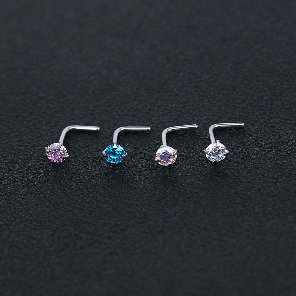 12pcs / Set Anting Tindik Hidung 20g Bahan Stainless Steel 316l Hias Kristal Warna Biru