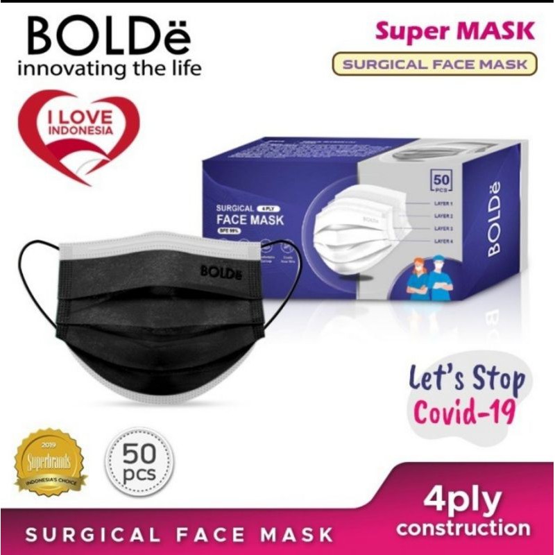 Masker Medis BOLDe 4 Ply Isi 50 Pcs / Box - Surgical Face Mask