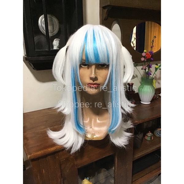 Gawr Gura wig cosplay Hololive Virtual Youtuber wig cosplay white anime vtuber