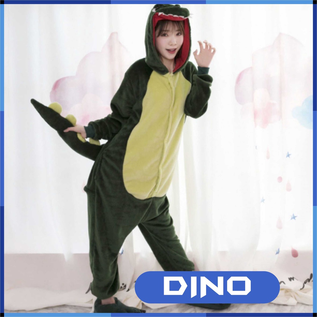 Kostum Pajamas Karakter Dinosaur Costume Cosplay Character Dewasa Onesie Unisex