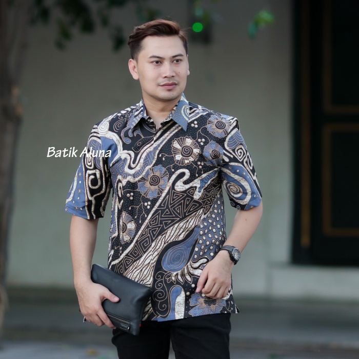 Baju Batik Pria Lengan Pendek Modern Limited Edition Original Kemeja Batik Pria Lengan Pendek Premium Full Furing Terbaru Jumbo FASHION BATIK ALUNA