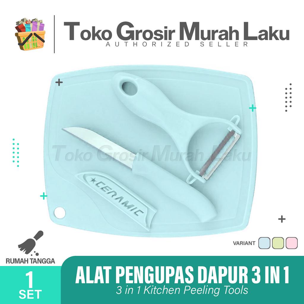 PISAU SET TALENAN 3 in 1 STAINLESS PISAU KUPAS BUAH SAYUR DAPUR PEELER