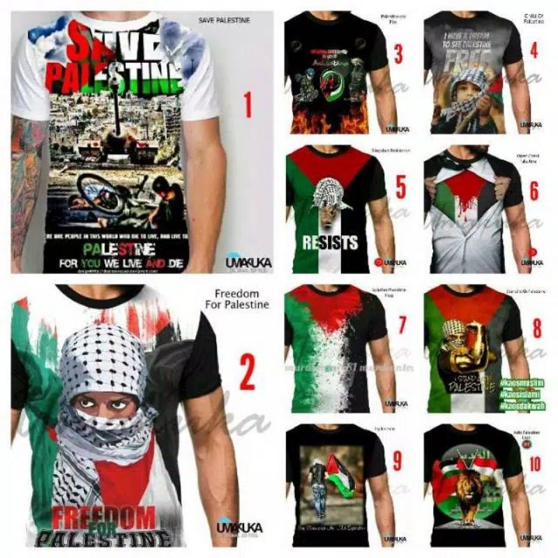 Kaos 3D Umakuka motif palestina / Free palestine Umkachick kaos distro murah printing