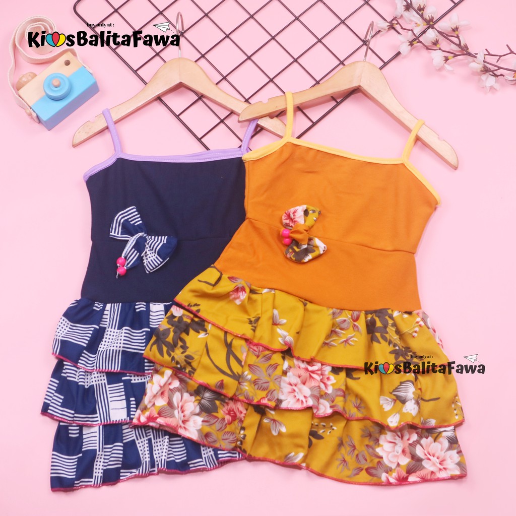 Dress Valerie uk 1-2 Tahun / Tank top Yukensi Baju Anak Perempuan Adem Kaos Dres Murah Pakaian Pesta