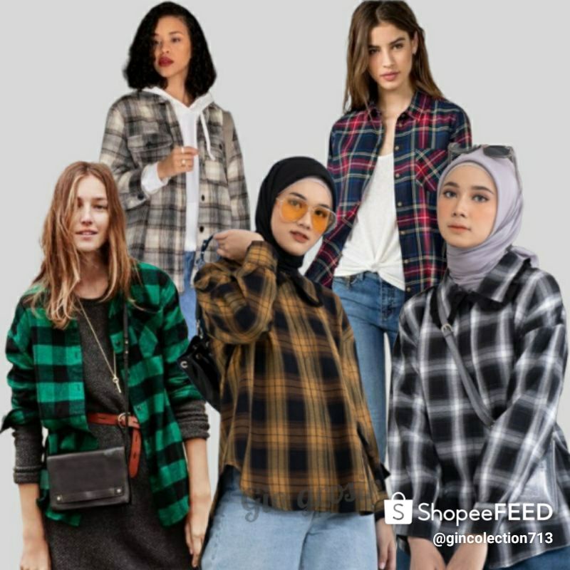 (PAKET USAHA)Kemeja Flanel lengan panjang isi 12pcs