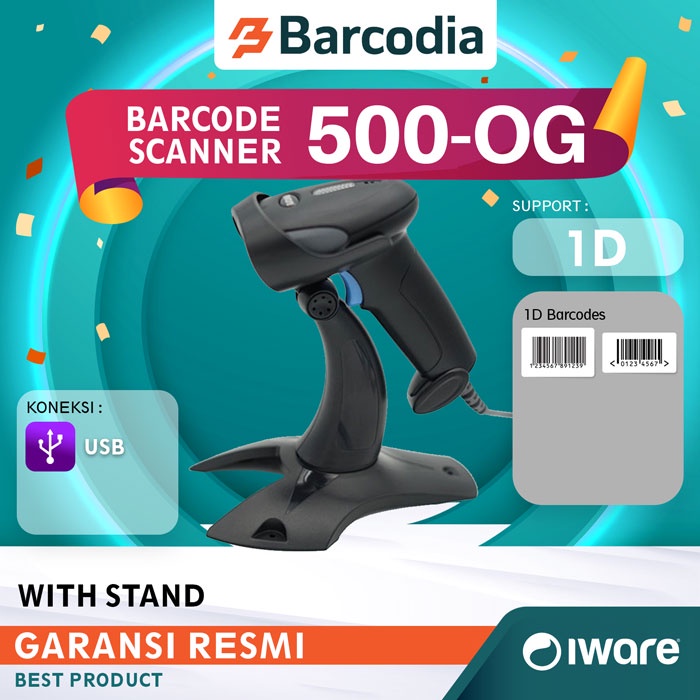 Barcode Scanner Laser 1D IWARE BS-E8AS With Stand Auto Scan