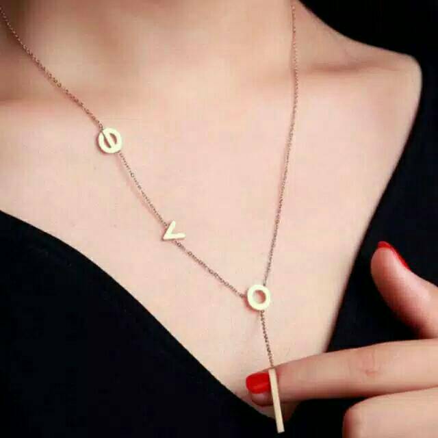 GG Kalung L.O.V.E Titanium Rose Gold#KL-119