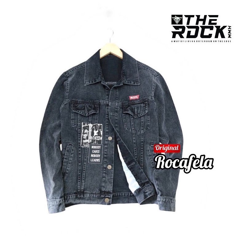 Jaket Jeans Rocafela Sahara | Jaket OVERSIZE Pria Wanita | JAKET JEANS WANITA PRIA TULISAN PREMIUM | Jaket Jeans Premium