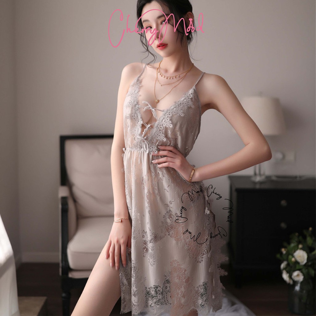 ZINNIA Lingerie Sexy Lace Renda Premium Pakaian Wanita All Size Setelan Tidur Jumbo Fashion Import  Baju Dinas Depan Suami Sleepwear G-string Termurah Baju Malam Pertama Terbaru Pakaian Dalaman Wanita-Abu-Abu
