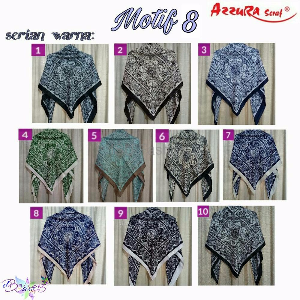 Jilbab Segiempat Satin Lamiz By Azzura Motif 8 Jilbab Kerudung Scarf Murah