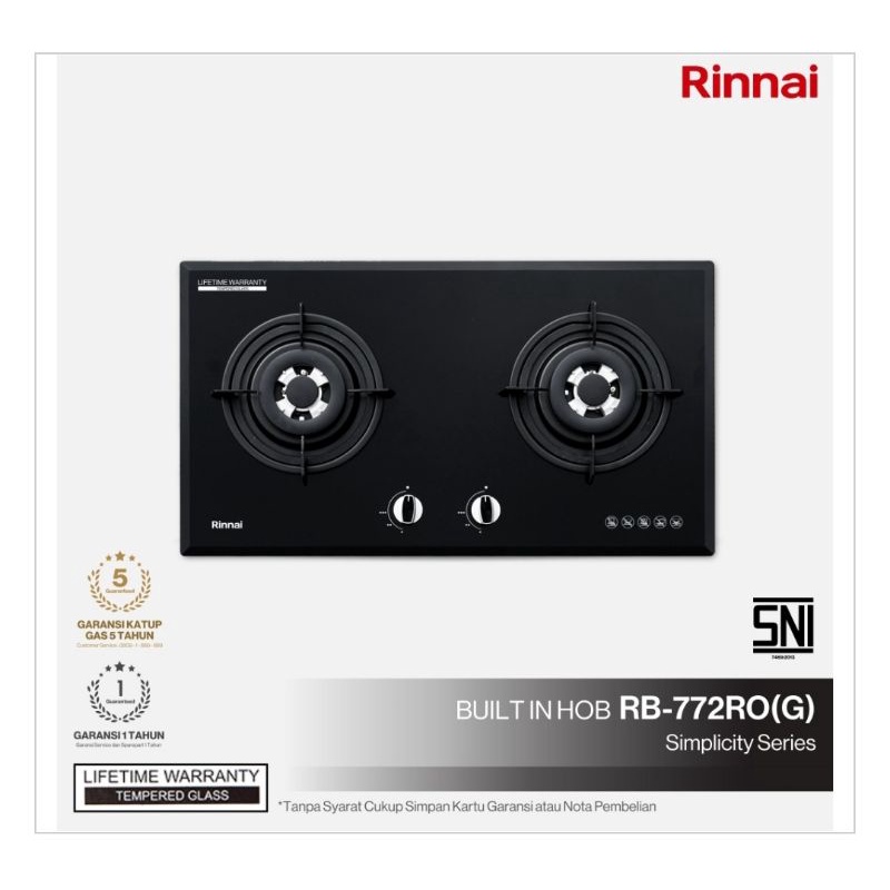 Kompor Tanam Gas Rinnai RB-772RO (G)/Kompor Tanam Rinnai Gas 2 tungku