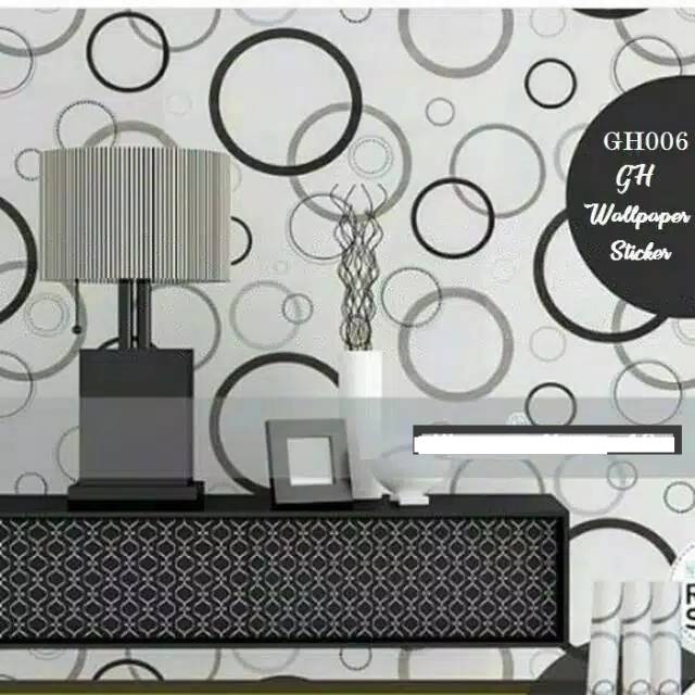 Wallpaper polkadot  hitam 45x10 9 berkualitas premium pvc 