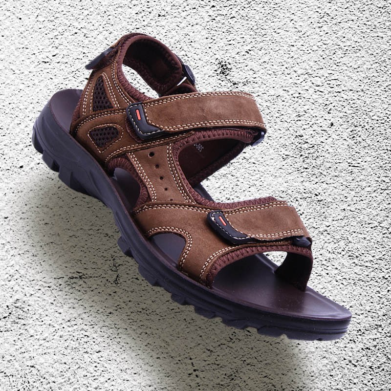 Sandal Pria Kasual sandal Gunung cowok Kulit Asli Trendy Terkini Terbaru Ringan Antislip Sendal Pria