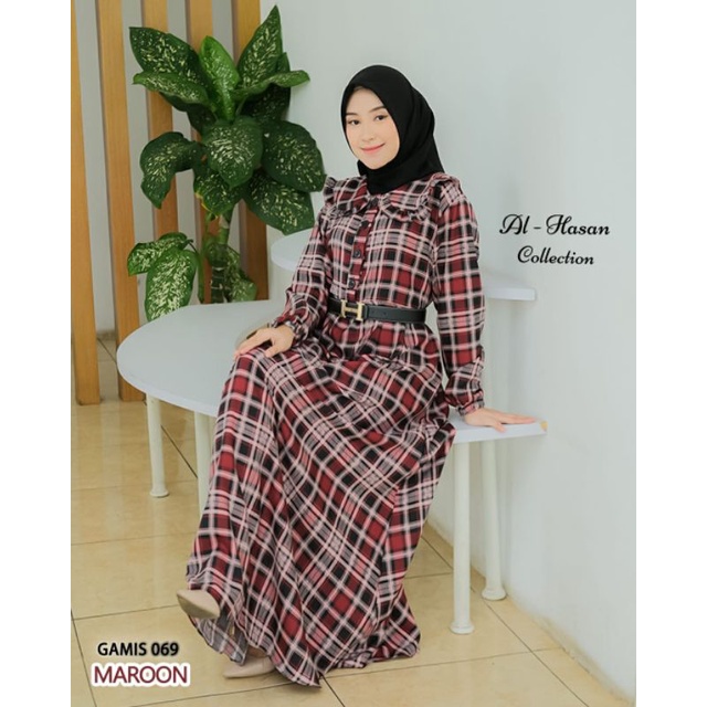 GAMIS 069 ORI AL HASAN COLLECTION/GAMIS 069 SYAKILA MOTIF KOTAK ORI AL HASAN