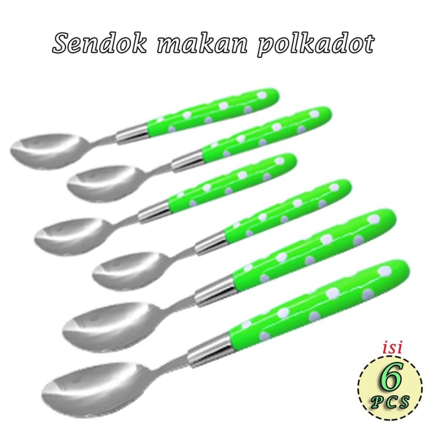 [BISA COD] PROMO Sendok Makan Isi 6 pcs Motif Polkadot Stainless Alat Makan Gagang Polkadot Unik Terlaris Murah