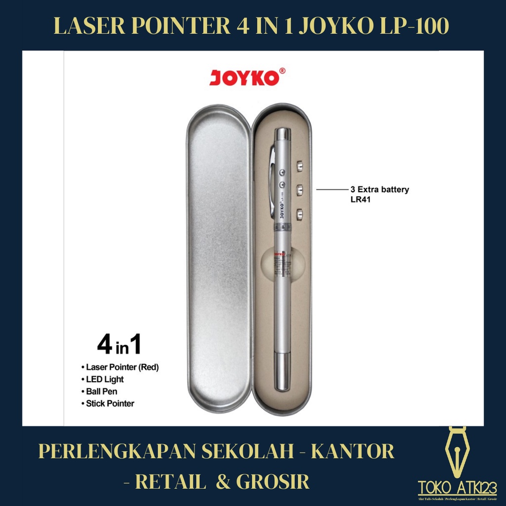 Laser Pointer / Penunjuk Laser / Senter / Bolpen Joyko 4in1 LP-100