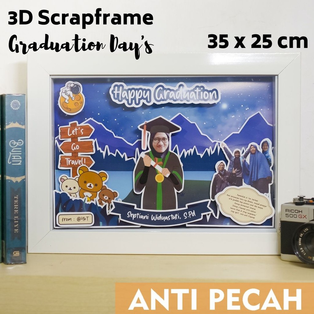 Scrap Frame Foto 3D Kado Wisuda Custom Foto Graduation