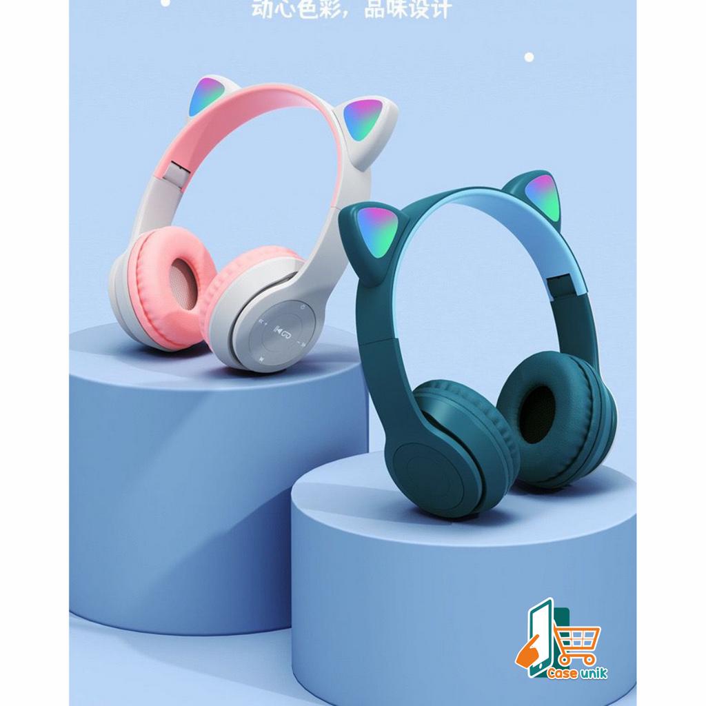 CAT EARS HEADSET headphone Hf bando telinga kucing P47m LED BANDO BLUETOOTH wireles RGB GAME HEADSET G-P47M LED WIRELESS super BASS CS5756