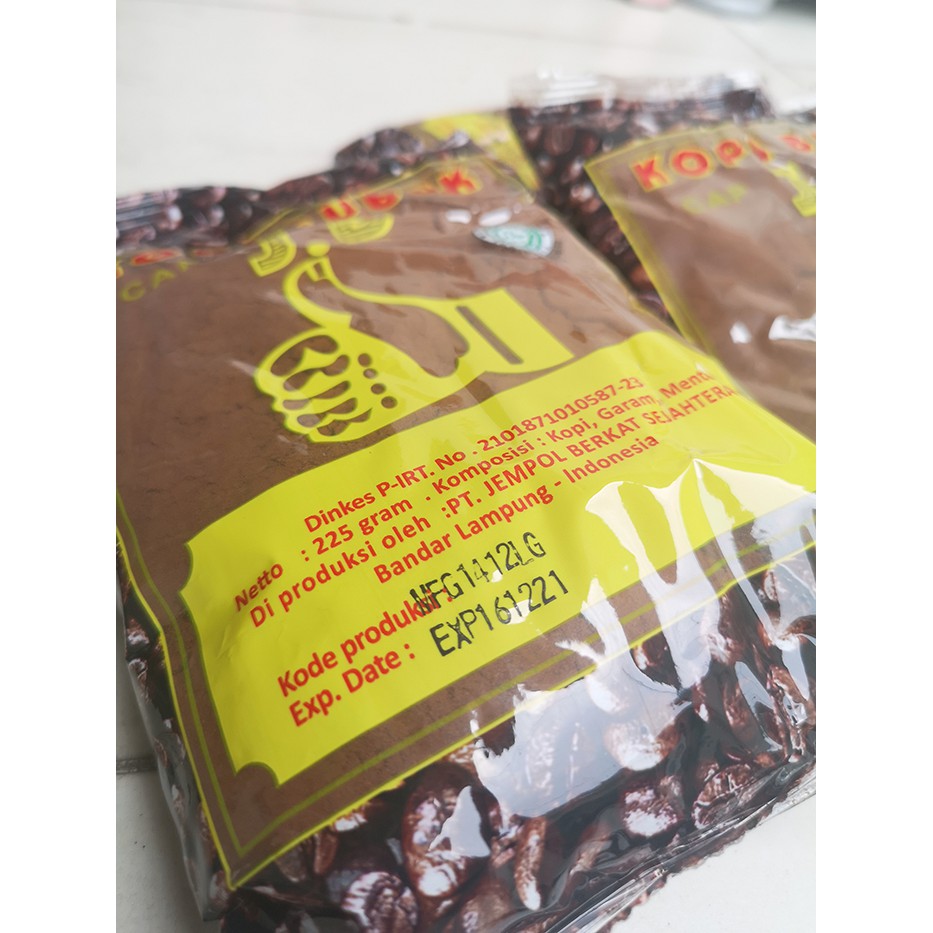 

Kopi Tubruk Robusta Asli Lampung Cap Jempol JP (4 x 225 gram)