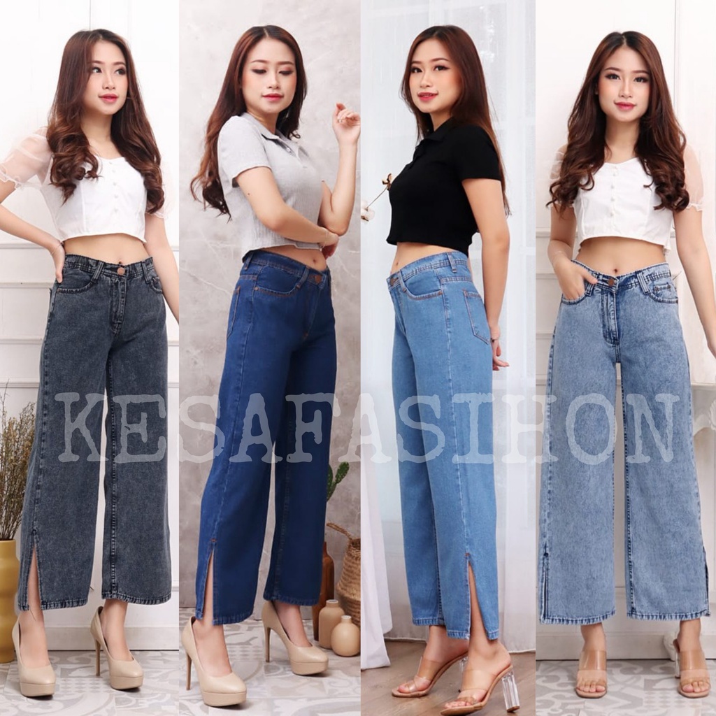 KULOT JEANS EONNI BELAH // KULOT HIGHWAIST JEANS BELAH / KULOT JEANS PREMIUM BELAH SAMPING / KULOT JEANS