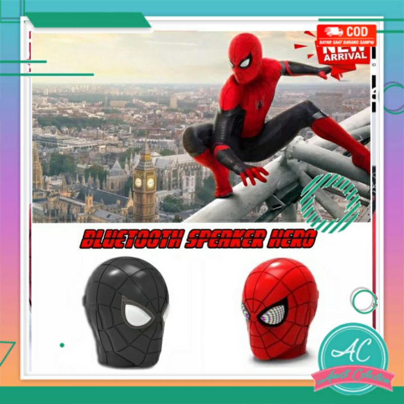 Speaker bluetooth mp3 wireless kepala hero spiderman portable spiker microSD blutut