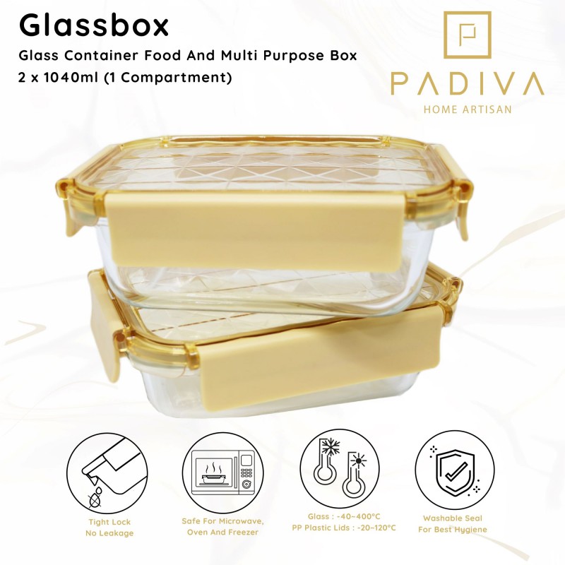 PADIVA 1040ML GOLD (2PCS) CRYSTAL GLASSBOX 1 COMPARTMENT (GBC1040SG)