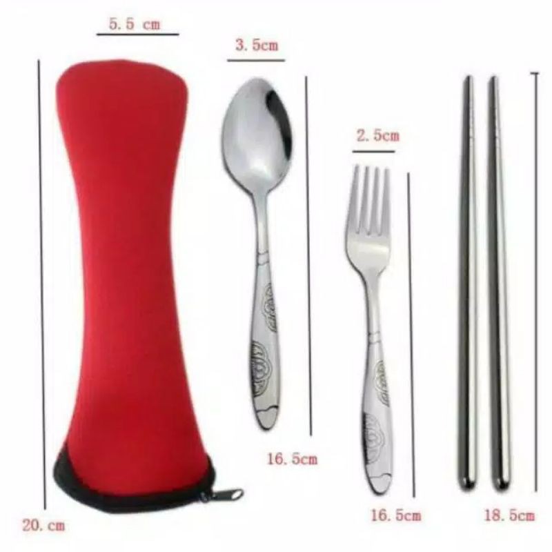 SET SENDOK MAKAN STAINLESS PLUS POUCH