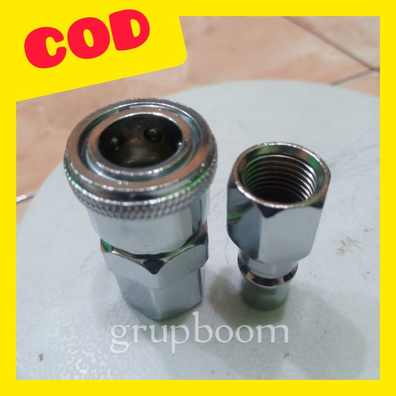 SAMBUNGAN SELANG KOMPRESOR ANGIN QUICK COUPLER SET SF PF 20 CONEKTOR KOMPRESOR UDARA 1/4" SF PF20