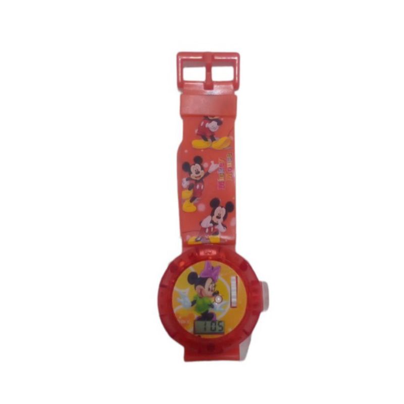 (Grosir)Jam Tangan Anak&quot; Laser Micky Mouse Led Musik Strap Rubber(Terim Cod Terlaris)