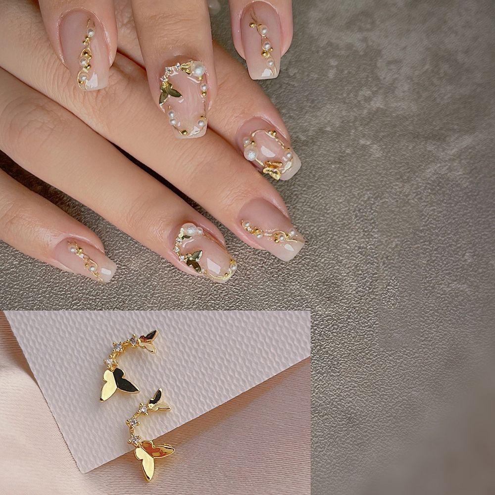 MXBEAUTY Nail Art Berlian Korea Logam Pesona Peri Kupu-Kupu Cahaya Mewah DIY Dekorasi Nail Art