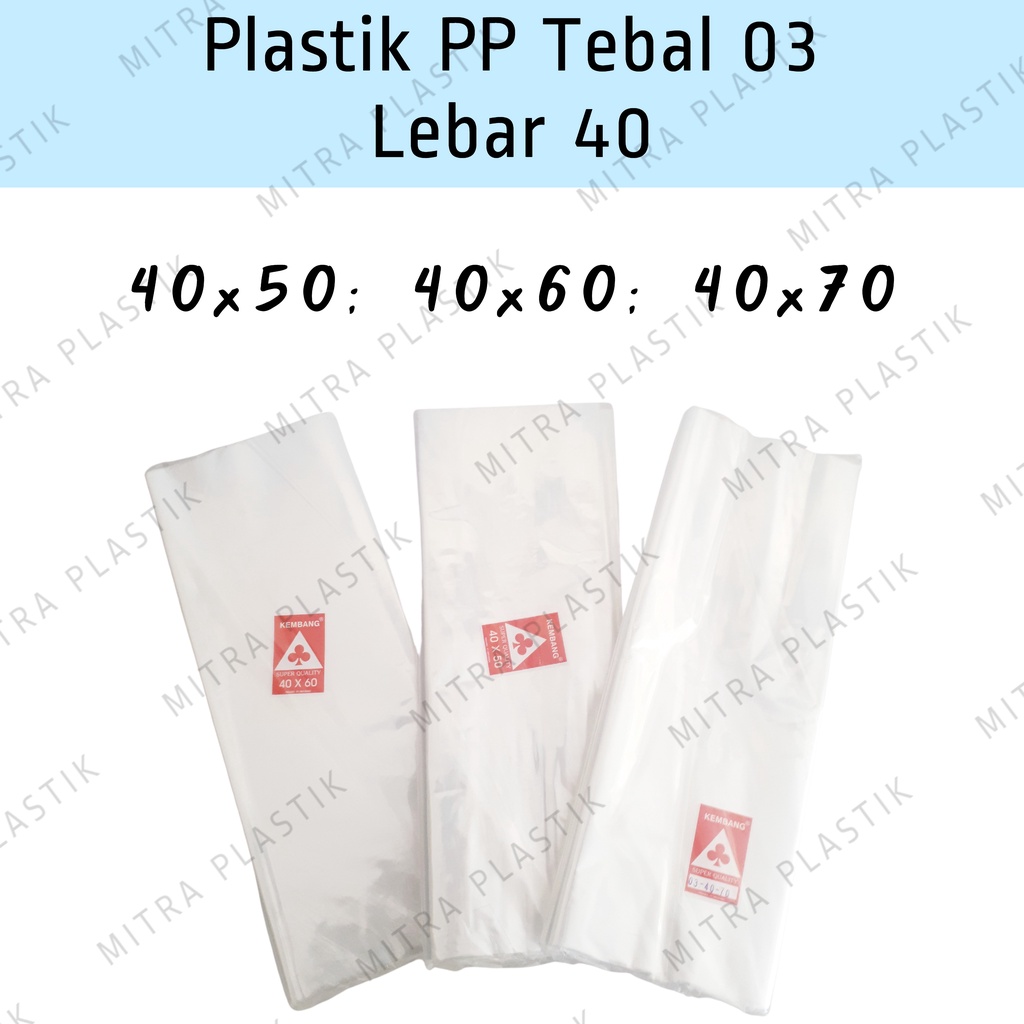 Jual Plastik Pp Lebar 40 Tebal 03 40x50 40x60 40x70 Kantong Plastik Bening Transparan Laundry 3508