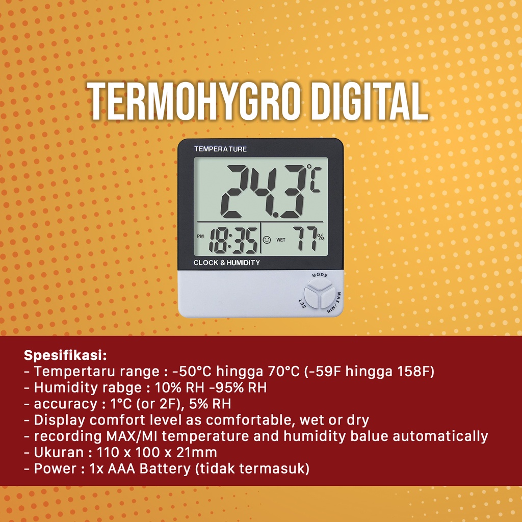 THERMOHYGRO DIGITAL / CEK SUHU DAN KELEMBAPAN KANDANG AYAM