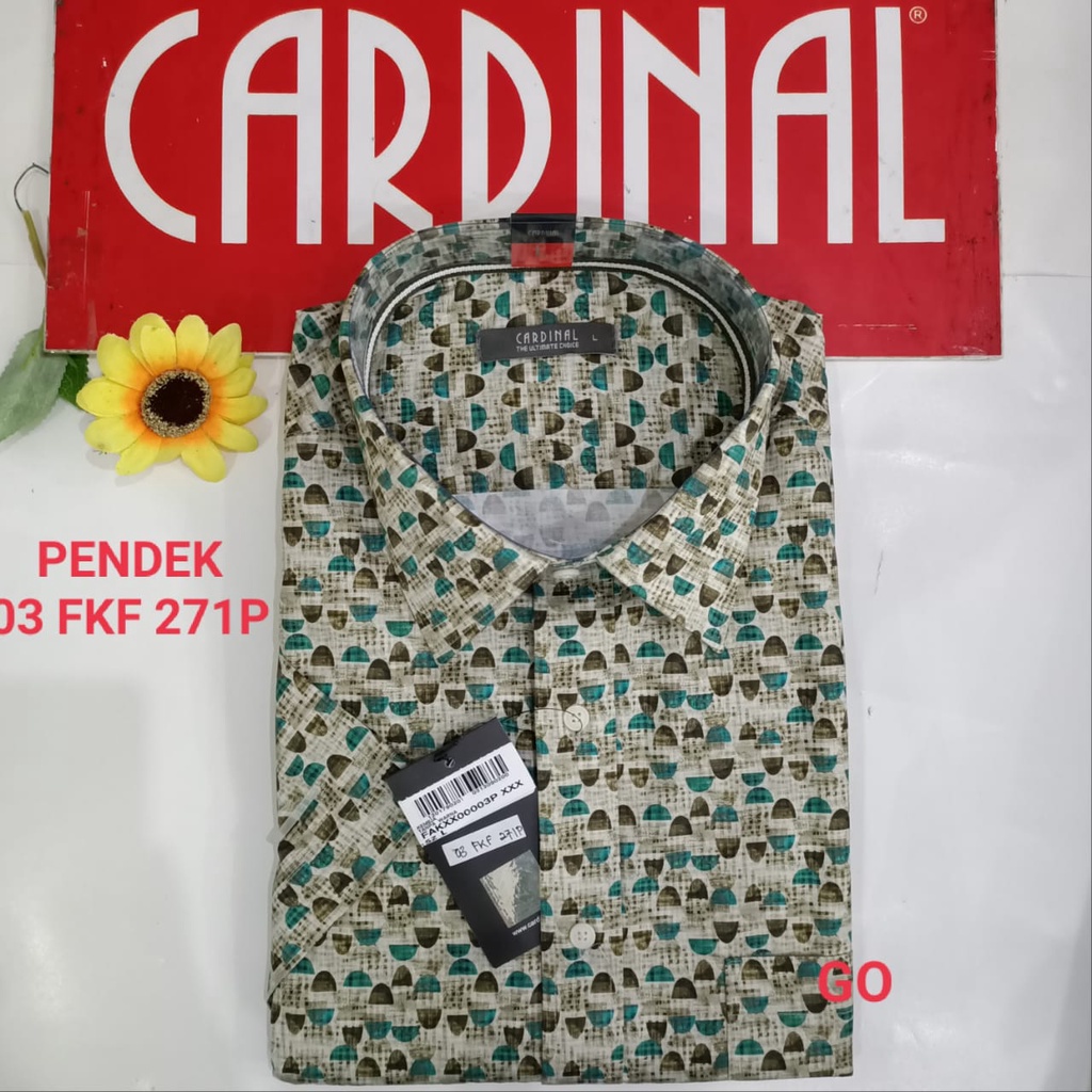 gof S CARDINAL KEMEJA BATIK FORMAL Pakaian Pria Atasan Kemeja Hem Slimfit Lengan Pendek Bagus