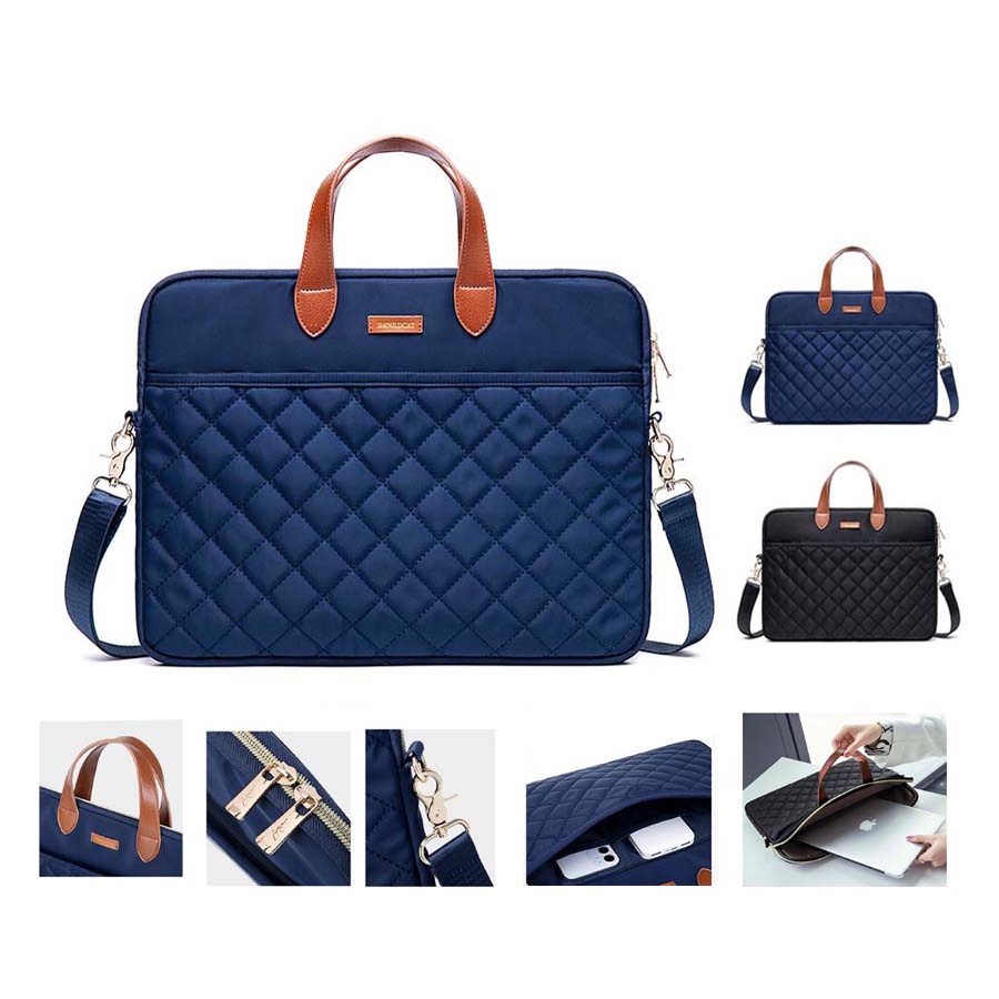 Tas Laptop Selempang Premium Quilted Fashion with Strap 13 14 15 inch