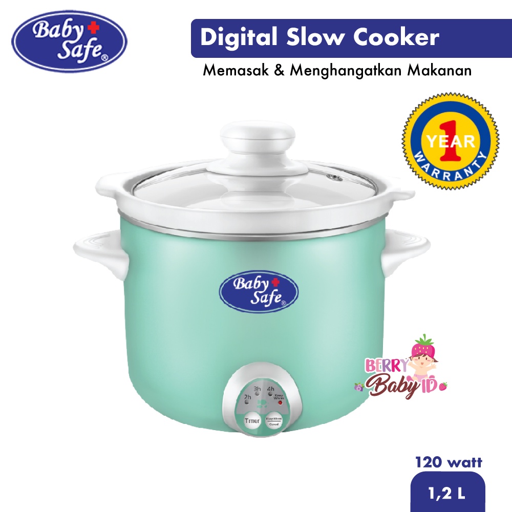 Baby Safe Digital Slow Cooker 1,2 Liter Multifungsi LB07M Perlengkapan MPASI BBS077 Berry Mart