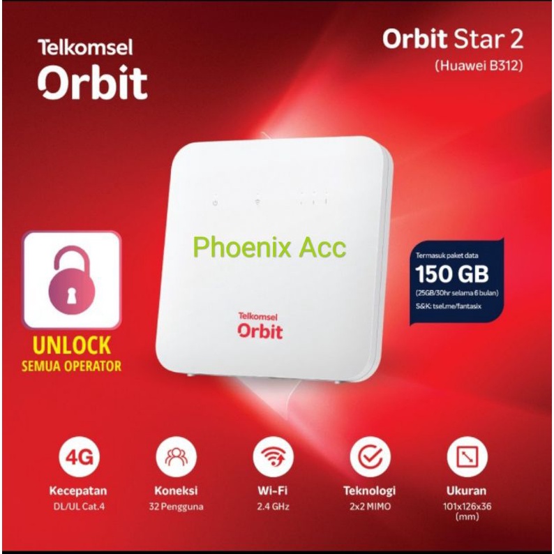 Modem Wifi 4g Huawei B312-926 Telkomsel Orbit Star 2 Unlock