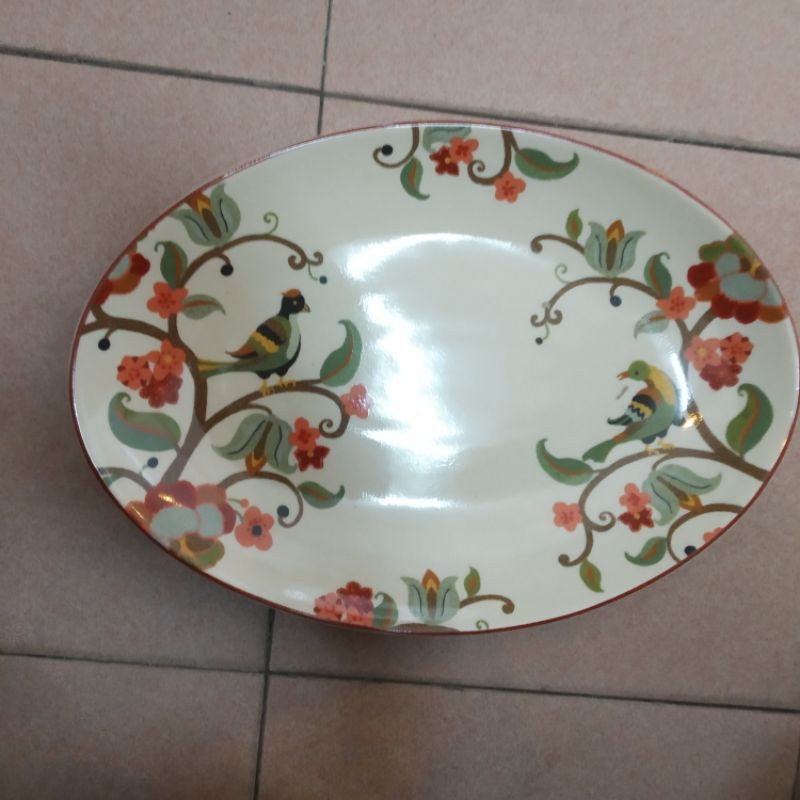 BIRDY TRAY PIRING KERAMIK SANGO PIRING SAJI PIRING LAUK MOTIF CANTIK VINTAGE JADUL KOLEKSI BURUNG