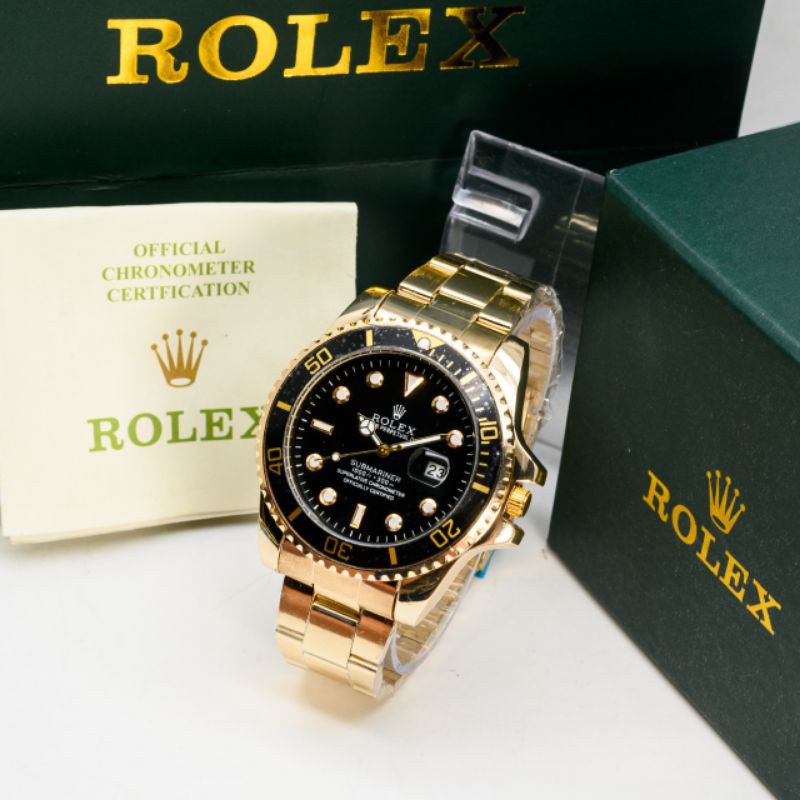 Jam Tangan Rolex Pria Premium Case Angka Tanggal Aktif Free Box Rolex &amp; Baterai