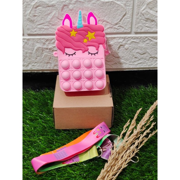Tas selempang pop it viral Unicorn Pink