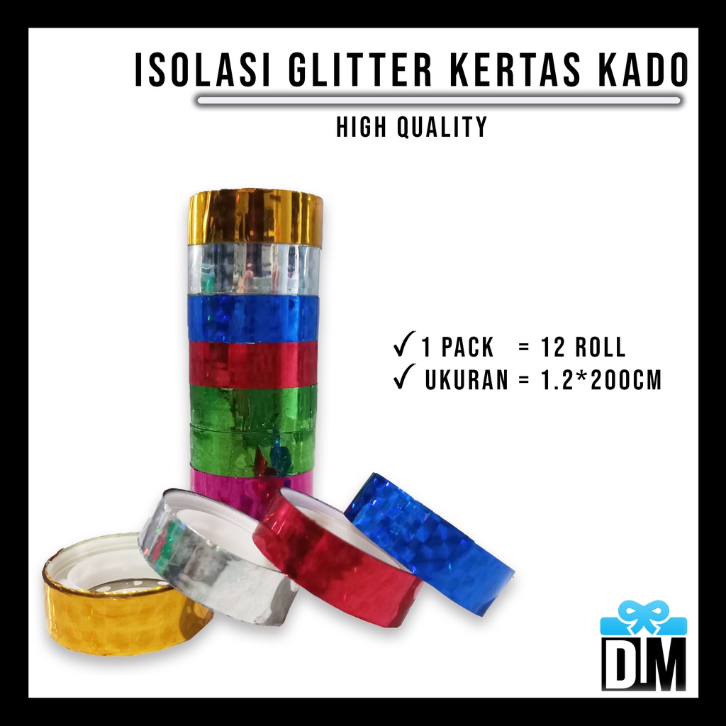 

Isolasi Kertas Kado Solasi Warna Warni Unik Lucu Hologram Solasi Toples Glitter 1 slop isi 12 #M