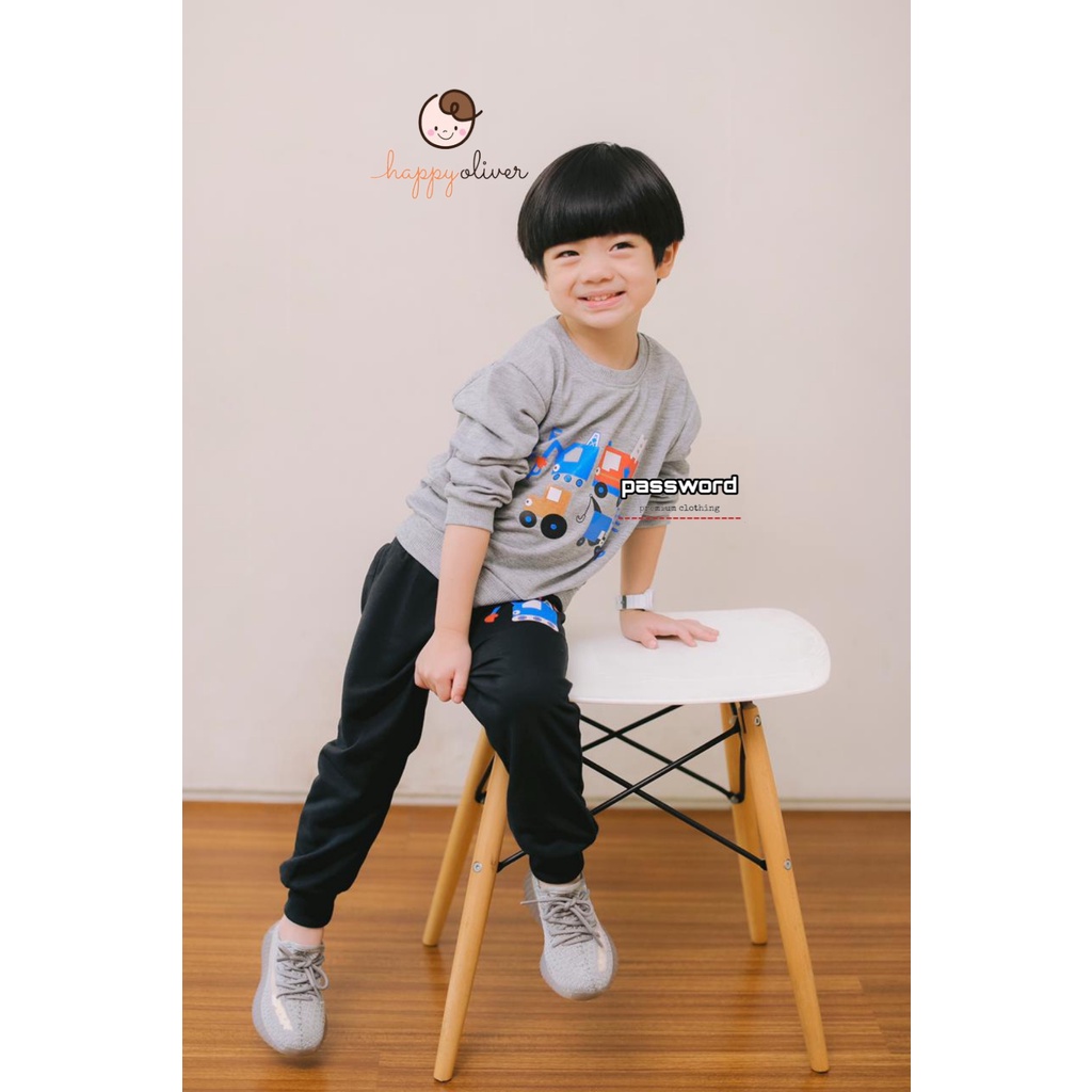 HappyOliver PASSWORD BEEP CAR Setelan Sweater 1 - 7 Tahun Baju Anak BerKualitas